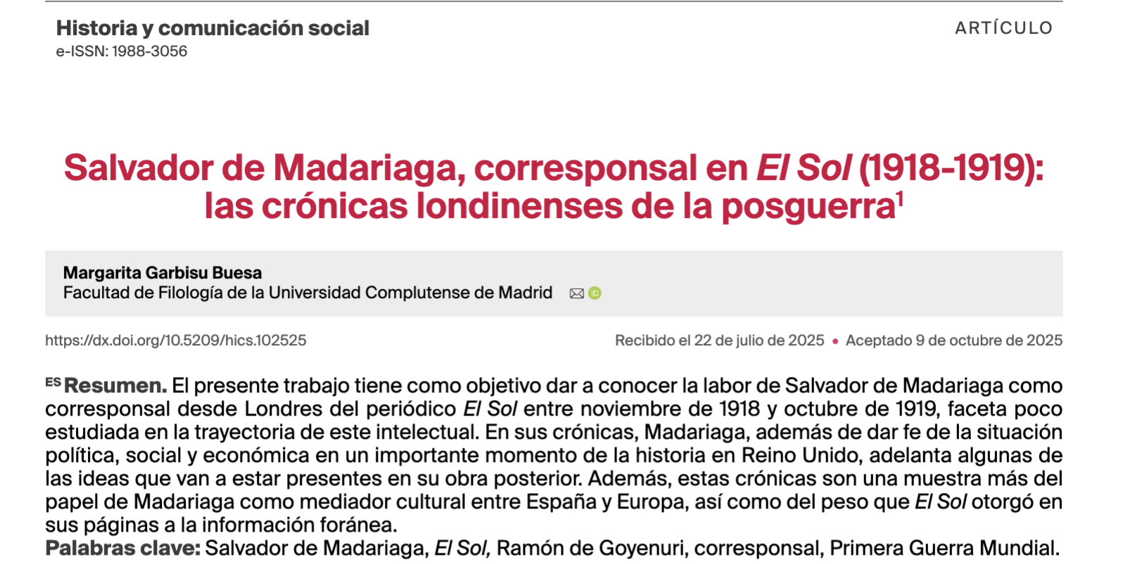 Madariaga como mediador cultural entre España y el Reino Unido